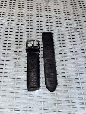 Philip Stein Black Leather Watch Strap with Silver Buckle